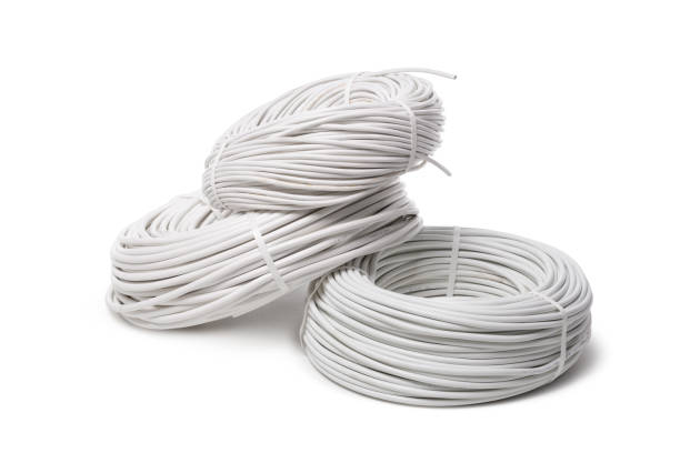 istock Electrical cable, energy and technology equipment isolated on white 1059130820