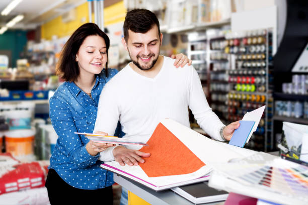 istock Couple examining color scheme variants 1059145206