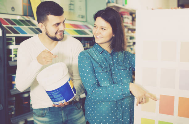 istock Couple in paint supplies store 1059145244