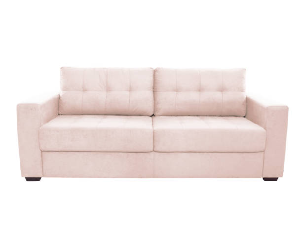 istock Three seats cozy color fabric sofa isolated on white background 1059146982