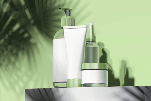 istock Cosmetic Bottle Set for cream, lotion. Blank plastic containers. 3d rendering. 1059147972