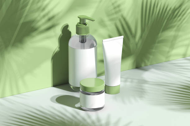 istock Cosmetic Bottle Set for cream, lotion. Blank plastic containers. 3d rendering. 1059148026