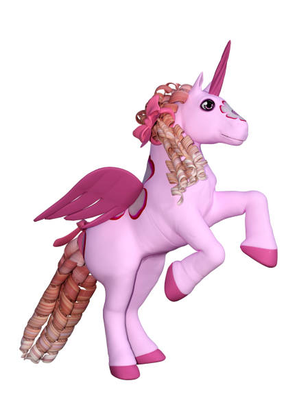 3D rendering of a pink unicorn isolated on white background