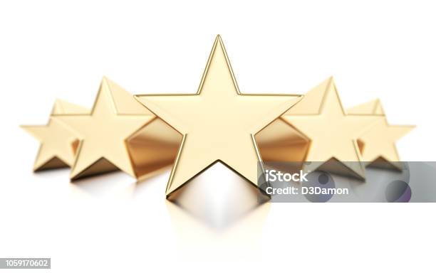 Five Gold Stars Stock Photo - Download Image Now - Star Shape, Award, First Class