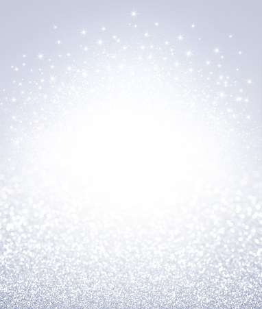 Glittering defocused silver background with shining stars exploding - Festive material