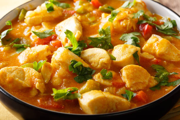 istock Brazilian food: Bobo chicken stew with vegetables in coconut milk close-up. horizontal 1059181466