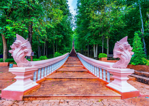 вход в храм кхао крадонгский лесопарк в бурируме, таиланд - thailand buriram temple hinduism стоковые фото и изображения