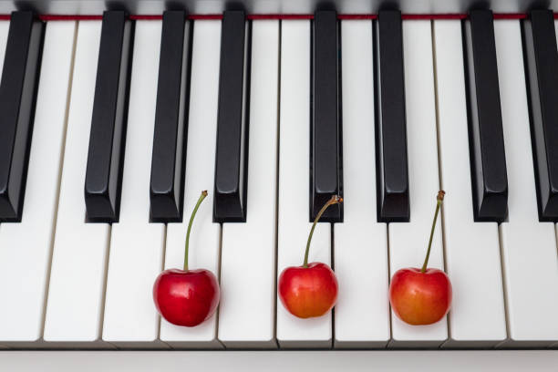 istock Piano chord  shown by cherries on the keys - Am 1059205046