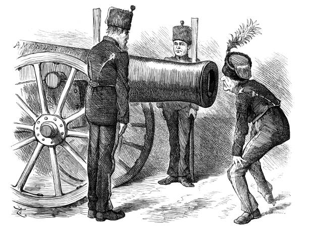 British London satire caricatures comics cartoon illustrations: Cannon