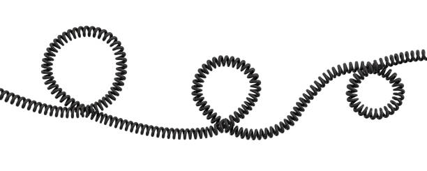 istock 3d rendering of a single curved spiral cable lying on a white background. 1059213034
