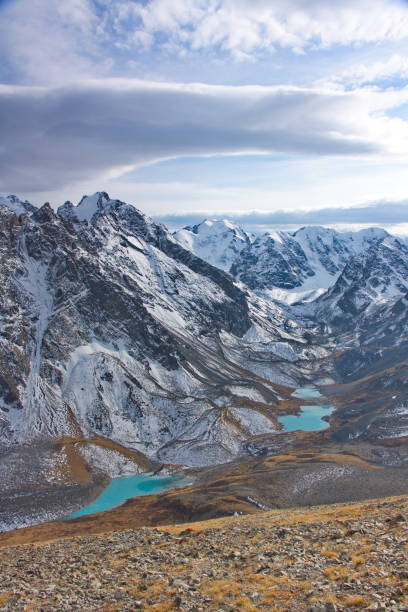 istock turquoise lakes in the valley among snow-covered mountains 1059217992