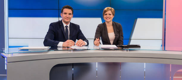 istock Newsreaders In Television Studio 1059228120
