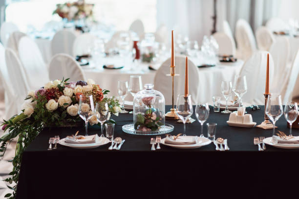 istock Wedding decor, interior. Festive. Banquet table 1059236312