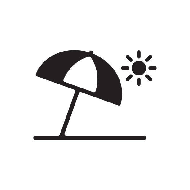 illustrazioni stock, clip art, cartoni animati e icone di tendenza di icona spiaggia - suntan lotion symbol ice umbrella