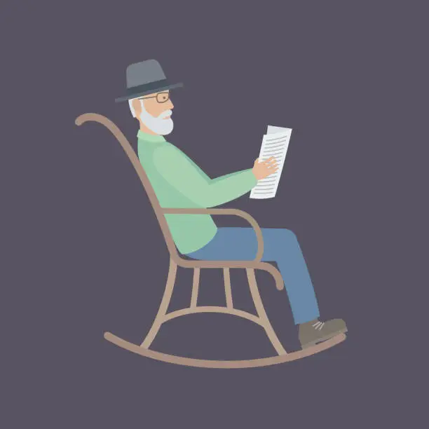 Vector illustration of Old man sitting on a chair