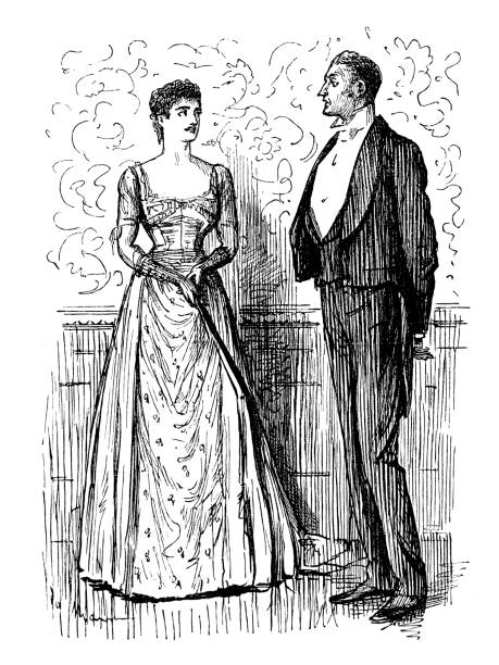 istock British London satire caricatures comics cartoon illustrations: Couple 1059239110