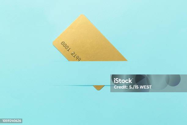 Goldcard Mockup Auf Blauem Hintergrund Kreatives Konzeptidee Textfreiraum Stockfoto und mehr Bilder von Bankkarte