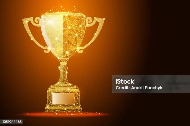 Low Poly Illustration Of The Winner Cup A Golden Dust Effect With Space For Your Text Stock Illustration - Download Image Now