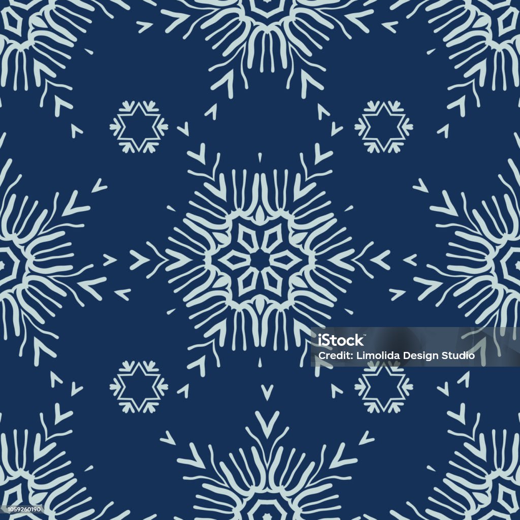 Snow Looking Pattern Winter Snow Texture Seamless Vector Pattern Drawn Starry Snowflake ...