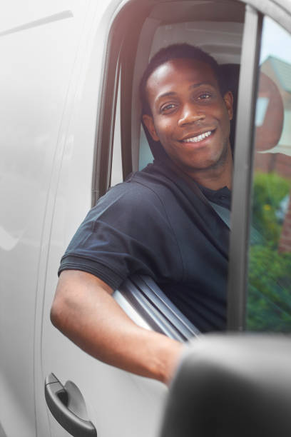 istock Tradesman sitting in his van 1059260344