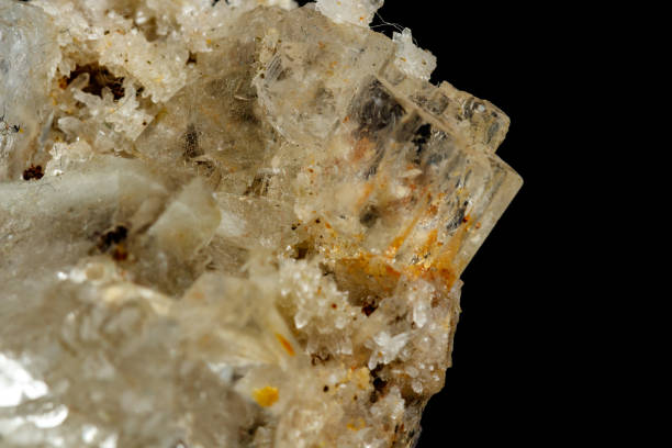 istock Macro mineral stone fluorite with quartz against black background 1059263170