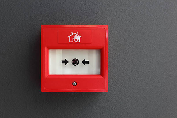 allarme antincendio - fire button foto e immagini stock