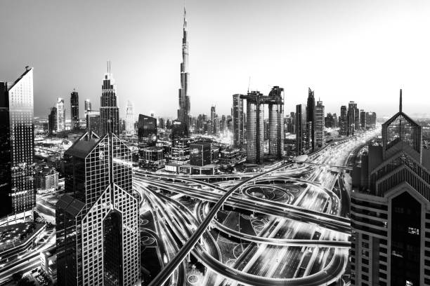 istock Dubai skyline with traffic junction and Burj Khalifa 1059264842