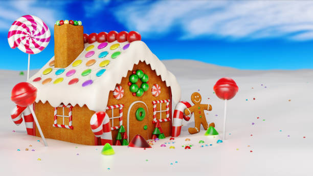 istock Gingerbread house in Christmas landscape - Stock image 1059268936