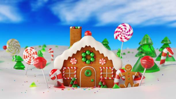 istock Gingerbread house in Christmas landscape - Stock image 1059268948