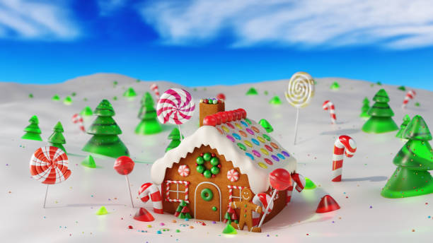 istock Gingerbread house in Christmas landscape - Stock image 1059268992