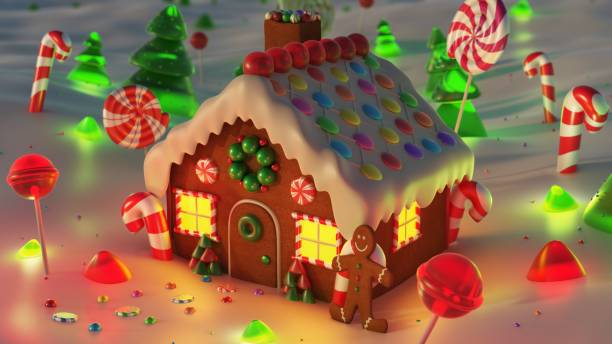 istock Gingerbread house in Christmas landscape - Stock image 1059269000
