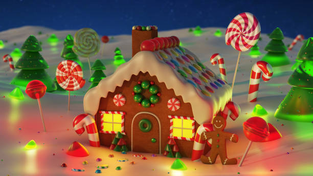 istock Gingerbread house in Christmas landscape - Stock image 1059269022