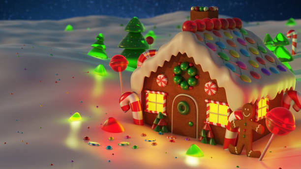 istock Gingerbread house in Christmas landscape - Stock image 1059269024