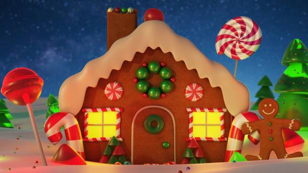istock Gingerbread house in Christmas landscape - Stock image 1059269058