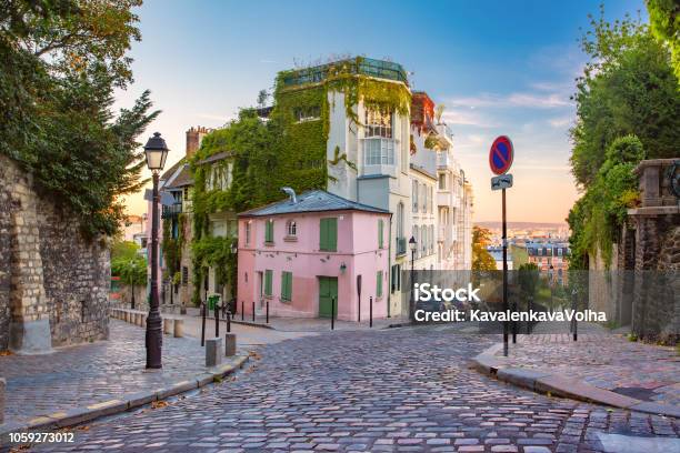 Montmartre In Paris France Stock Photo - Download Image Now - Paris - France, Street, France