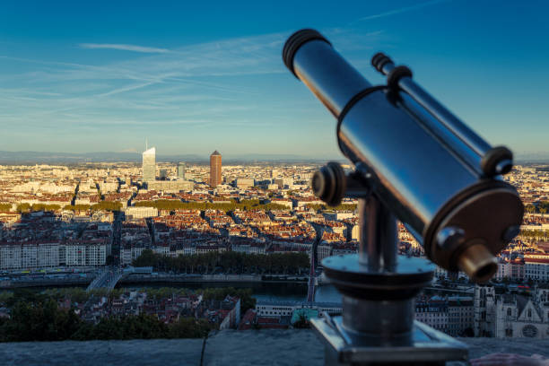 istock Aerial view of Lyon from viewpoint with binocular (Lyon, France) 1059274662