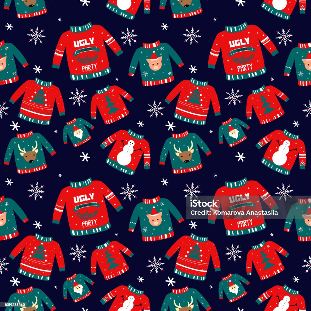 Weihnachten hässliche Pullover Muster - Lizenzfrei Weihnachtspullover Vektorgrafik