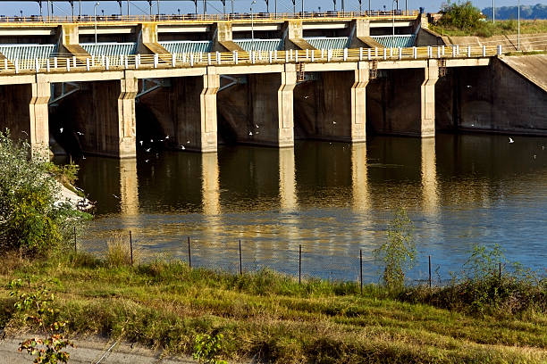 istock Water barrier dam at Kerkini lake in Greece 105929446