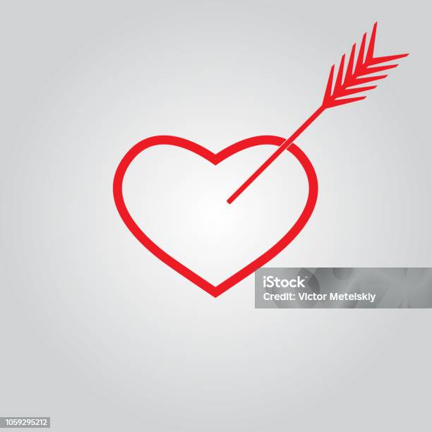 Hjärta Med Pil Vektorikonen-vektorgrafik och fler bilder på Abstrakt - Abstrakt, Alla hjärtans dag, Bakgrund