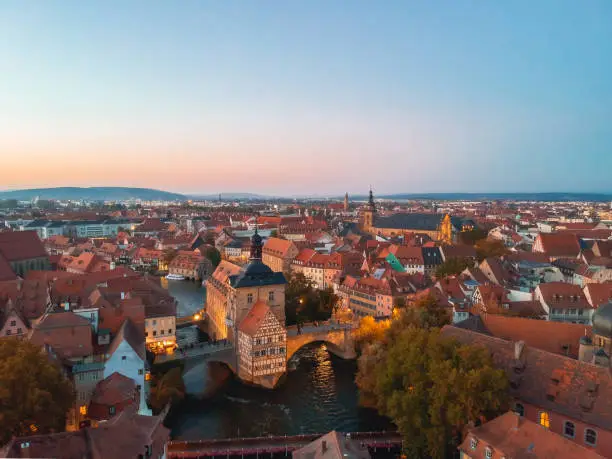 Evening in Bamberg from the air