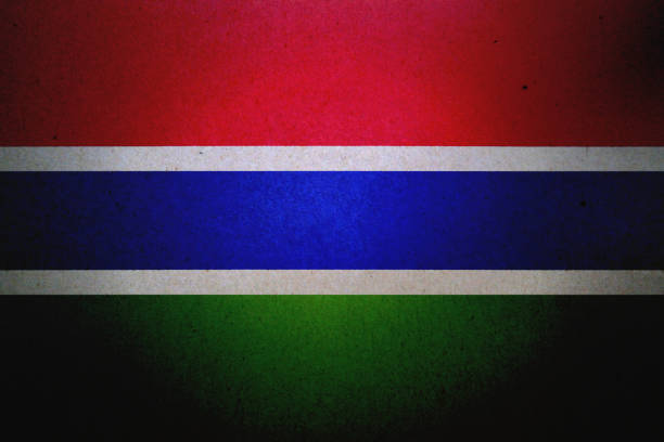 Gambian Flag printed on a paper sheet.