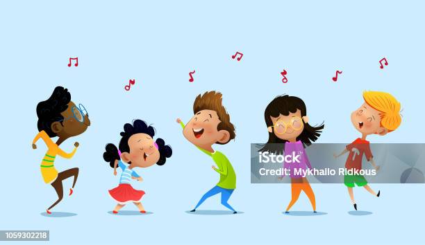 만화 아이 들 춤 아이에 대한 스톡 벡터 아트 및 기타 이미지 - 아이, 춤, 노래