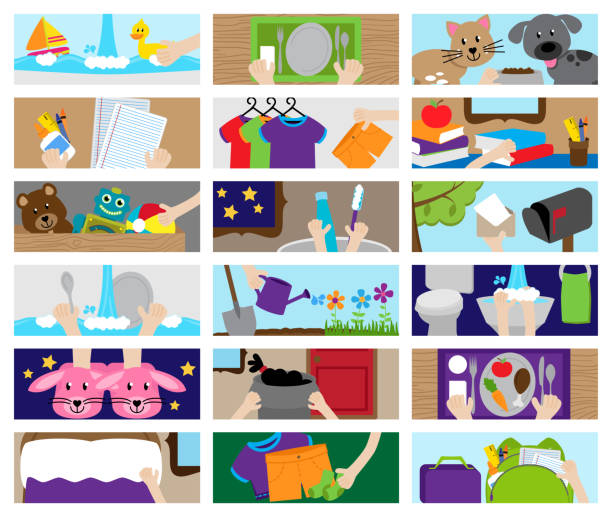 dog homework picture Vector Collection of Chore Chart or Job Chart Activities for Kids Vector Collection of Chore Chart or Job Chart Activities for Kids dog ate my homework stock illustrations