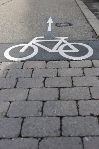 istock sign for bikeway on road 1059309600