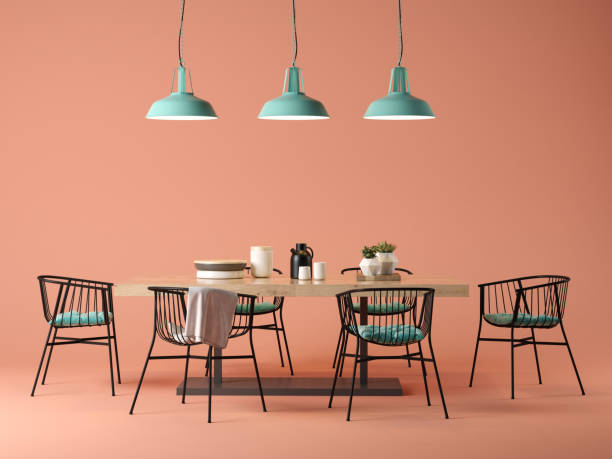 istock Interior design room with table and chairs concept 3D illustration 1059309986