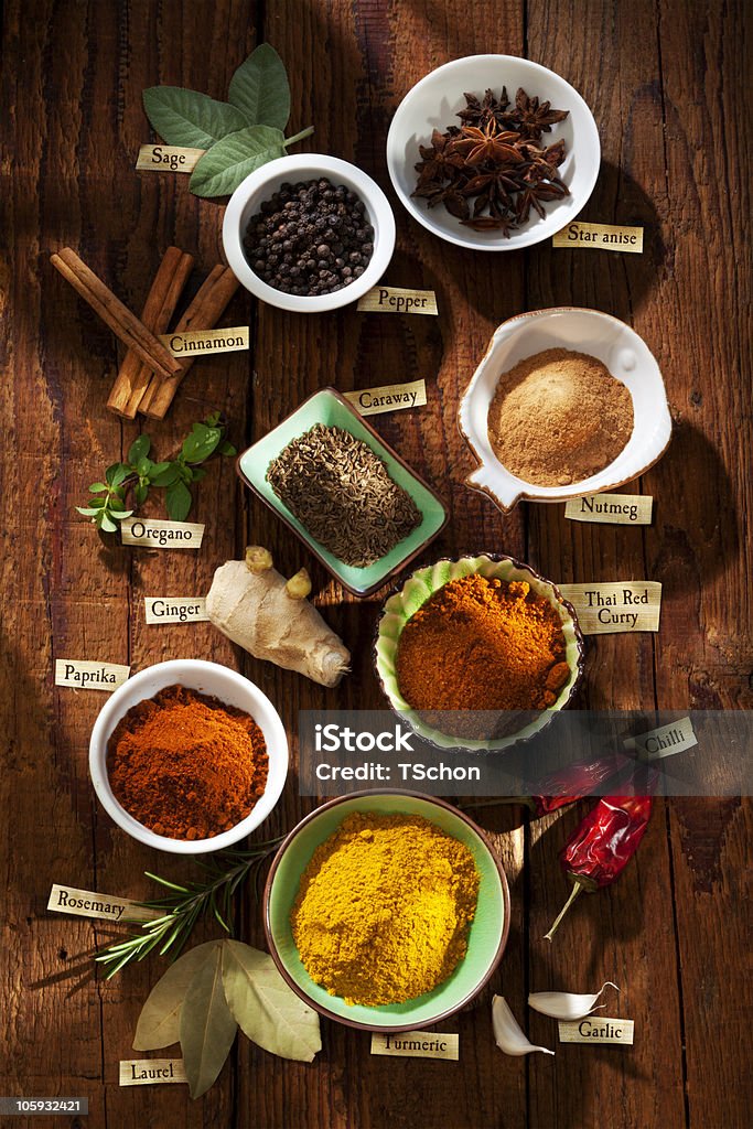Spices Letras Spices Con Etiquetas En Inglés Foto de stock y más banco de imágenes de ...