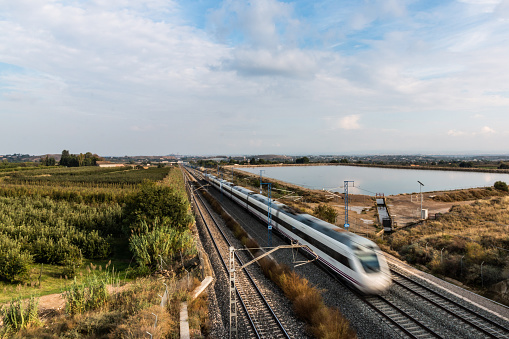 Tren de alta velocidad en la provincia de Lleida (España) photo