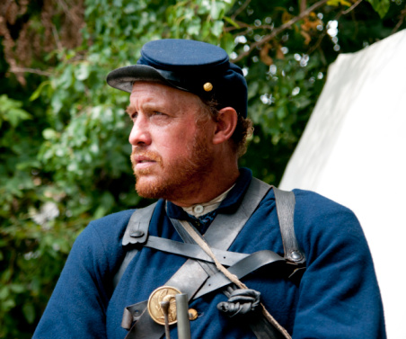 Union soldier guarding the camp.