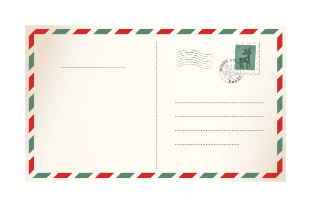 brief für den weihnachtsmann - vorlage postkarte - air mail envelope letter mail stock-grafiken, -clipart, -cartoons und -symbole