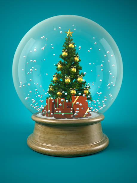 istock Christmas tree in snow ball 3D illustration 1059337404